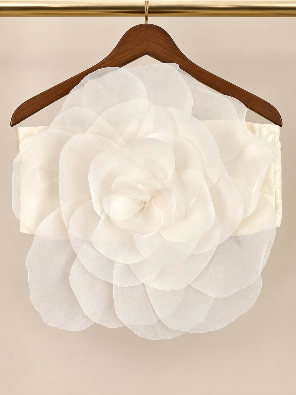 Cynthia Rowley White/Ivory Organza Flower Bandeau Top M